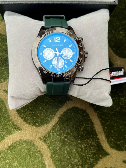 Men’s Sports Chronograph Wristwatch with Waterproof Build & Green Dial